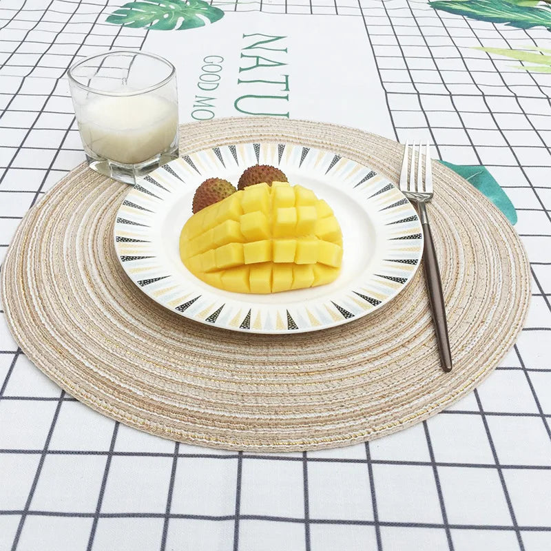 Anti Slip Heat Resistant Coasters for Coffee Tea Mug, Round Table Mat Linen Drink Coaster, Kitchen Accessories Decor Placemats