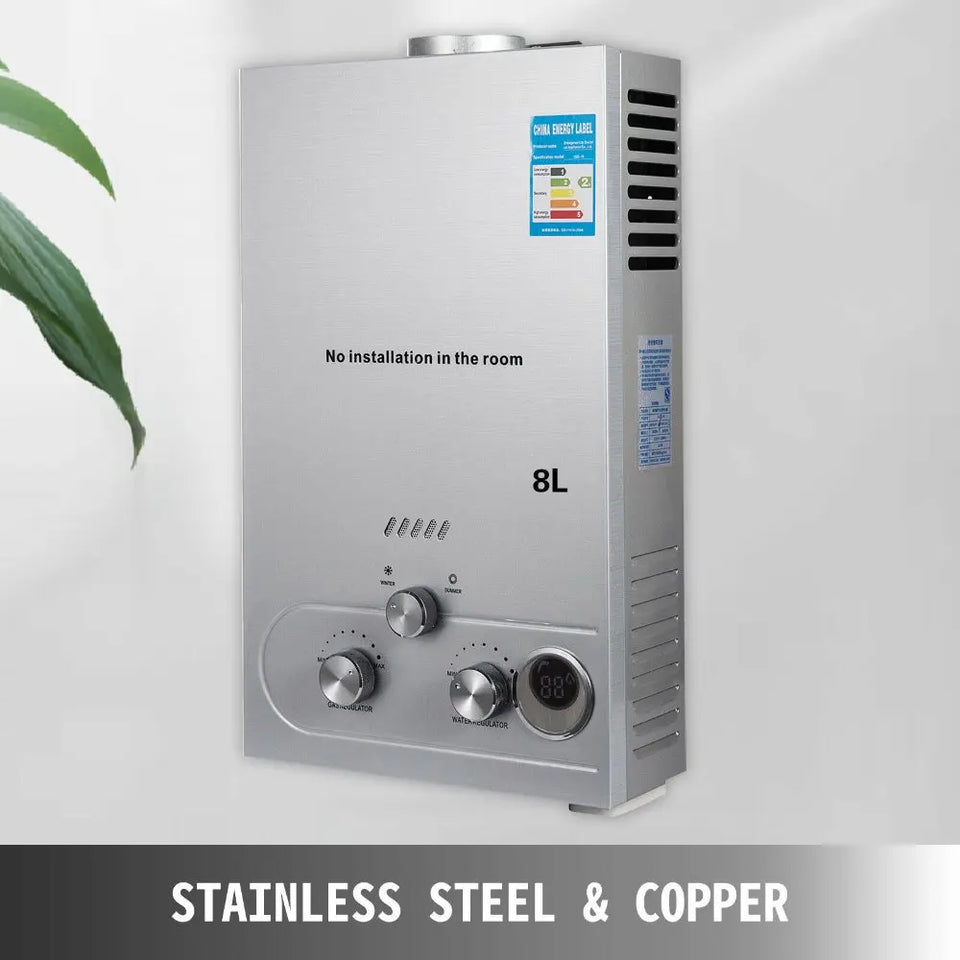 Sihao LPG Gas Hot Water Heater 6L-18L Tankless Instant Butane Propane Gas Boiler With Shower Kit LCD Display For Home Camping ﻿