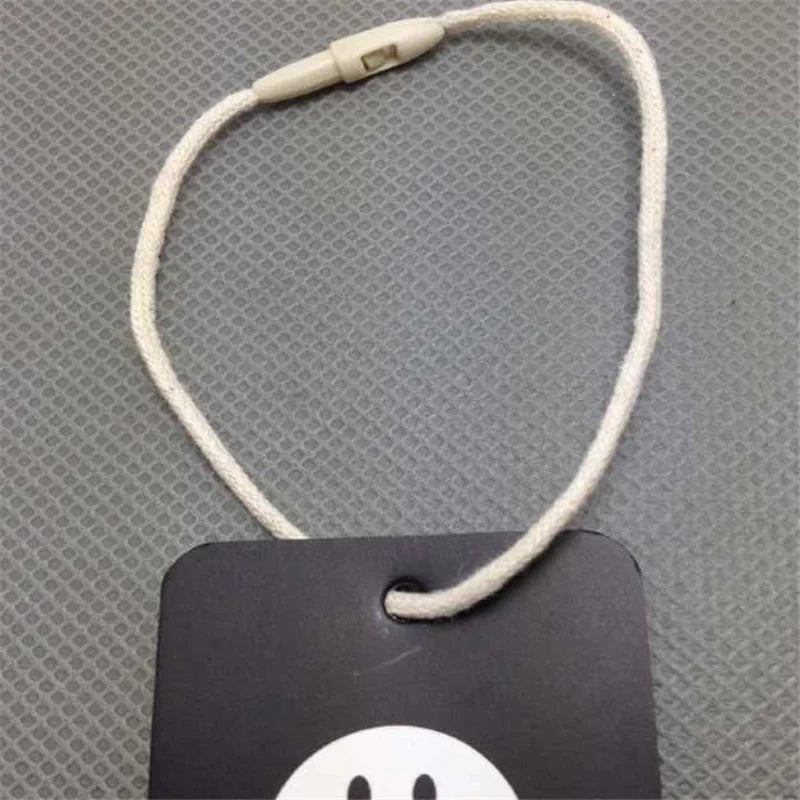 100PC /lot Plastic Tag White Beige Black Hang Tag Polyester Rope String Snap Lock Pin Loop Tie Fasteners