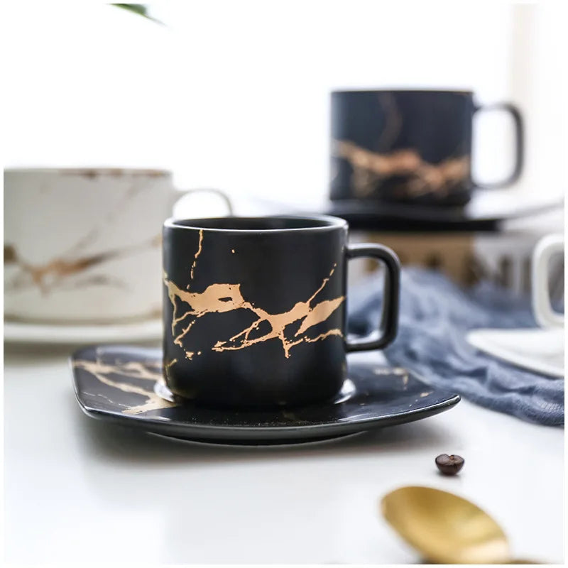 Coffee Mugs Marble Gold Inlay Mug Breakfast Mug Office Home Drinkware Milk  Cup Dropshipping