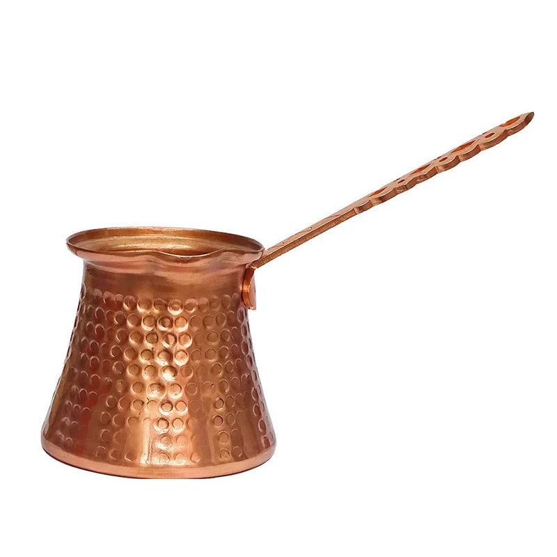 Turkish Coffee Pot Hand Hammered Copper Drip Coffee Maker Cezve Ibrik Milk Thermos Cup Mocha Pot Brass Handle Coffee Accessories
