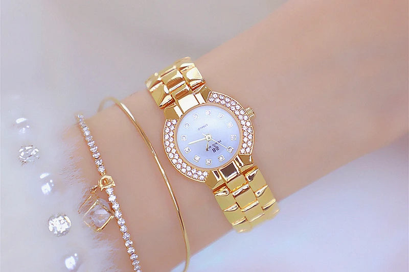 Women Luxury Brand Watch 2025 Dress Silver Gold Women Wrist Watch Quartz Diamond Ladies Watches Female Clock Bayan Kol Saati