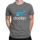 Men Docker Logo T Shirt Linux Javascript Computer Cotton Sweatshirt Funny Short Sleeve Round Neck Tees Graphic T-Shirts