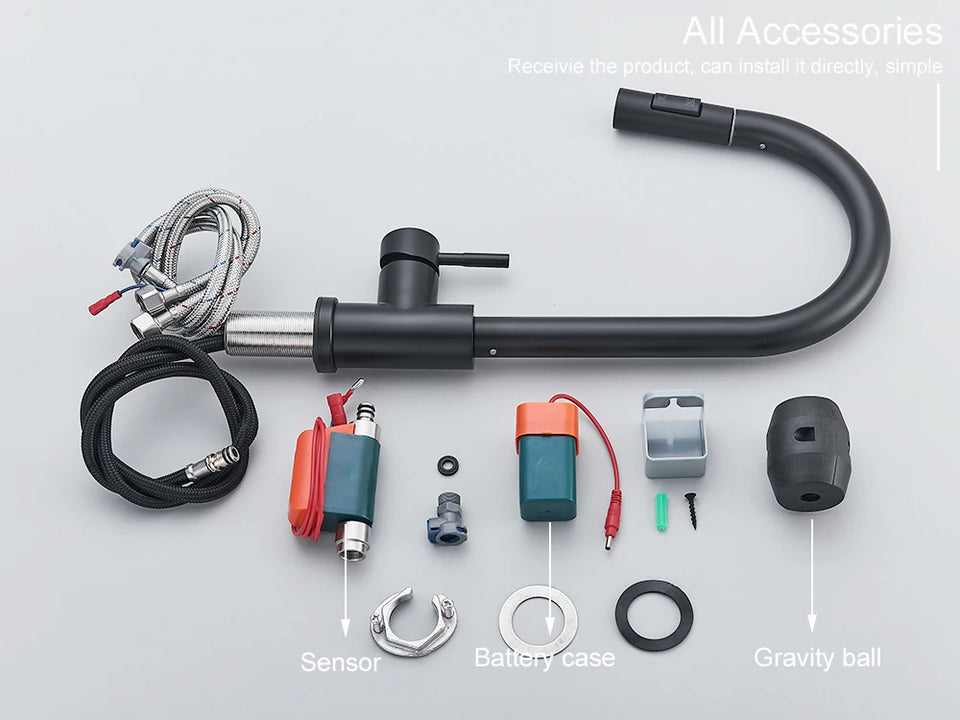 Black Pull Out Sensor Kitchen Faucet Touch Control Faucet 2 Function Mixer For Sink Tap Sprayer Single Handle Mixer Tap