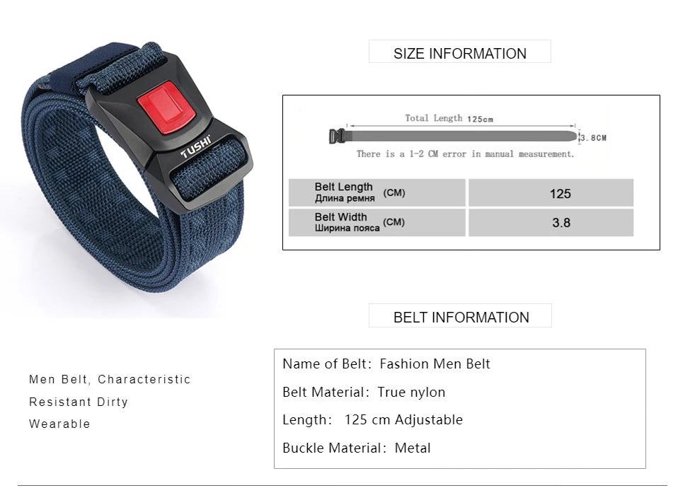 Solid Quick Release Metal Buckle Canvas Tactical Belts Comfortable Webbing Waistband Outdoor Corps Training Hiking Belt For Men