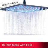 Rainfall Shower Head LED Light 12/16" Large Brass Rainfall Shower Faucet Head Square Shape/Color Changed