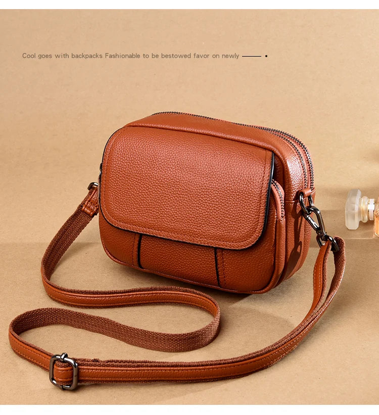 Genuine Leather Women's Casual Fashion Bag Women Messenger Bag Small Shoulder Bag Crossbody Bags for Real Cowhide Women Handbags