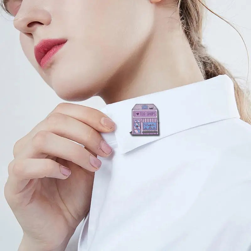 Come to this adorable Tea Shop to have a cup of tea, This store brooch delivers all good taste of your drink.
