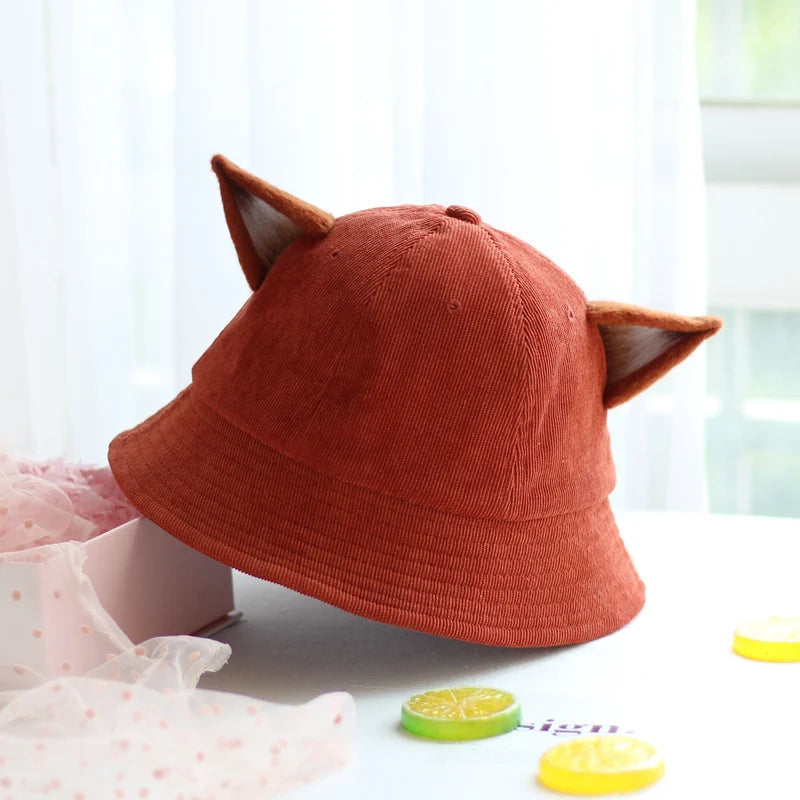 Summer Fox ears sunscreen Bucket Hat simple fisherman hat women Girl fashion basin hat sun hat wholesale