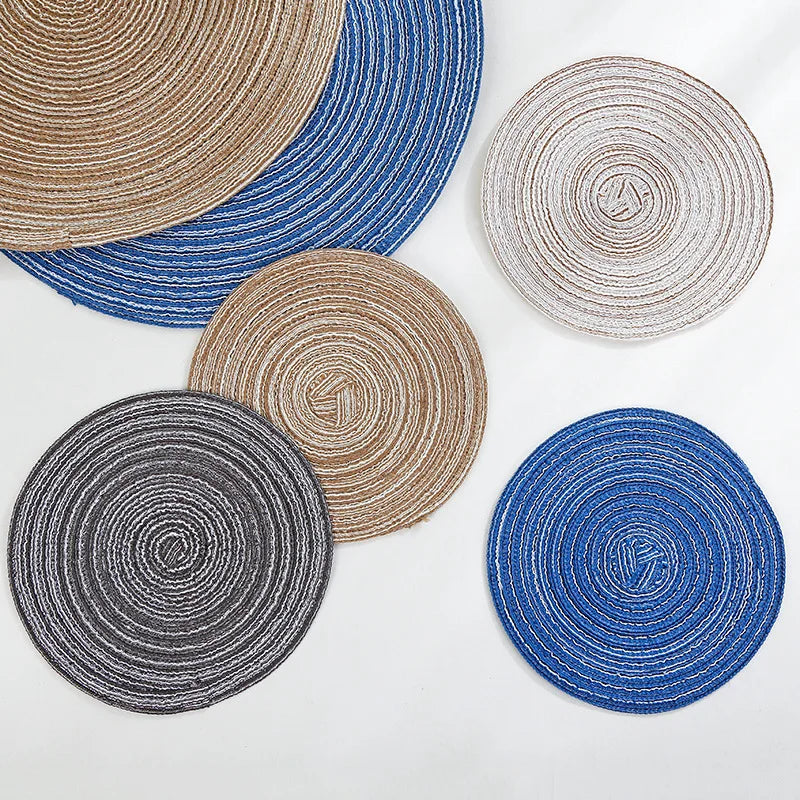 Anti Slip Heat Resistant Coasters for Coffee Tea Mug, Round Table Mat Linen Drink Coaster, Kitchen Accessories Decor Placemats