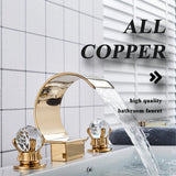 Wanmivezlo Waterfall Bathroom Basin Faucet Deck Mounted Cold Hot Water Mixer Single Hole Water Tap 3 Holes Washing Tap