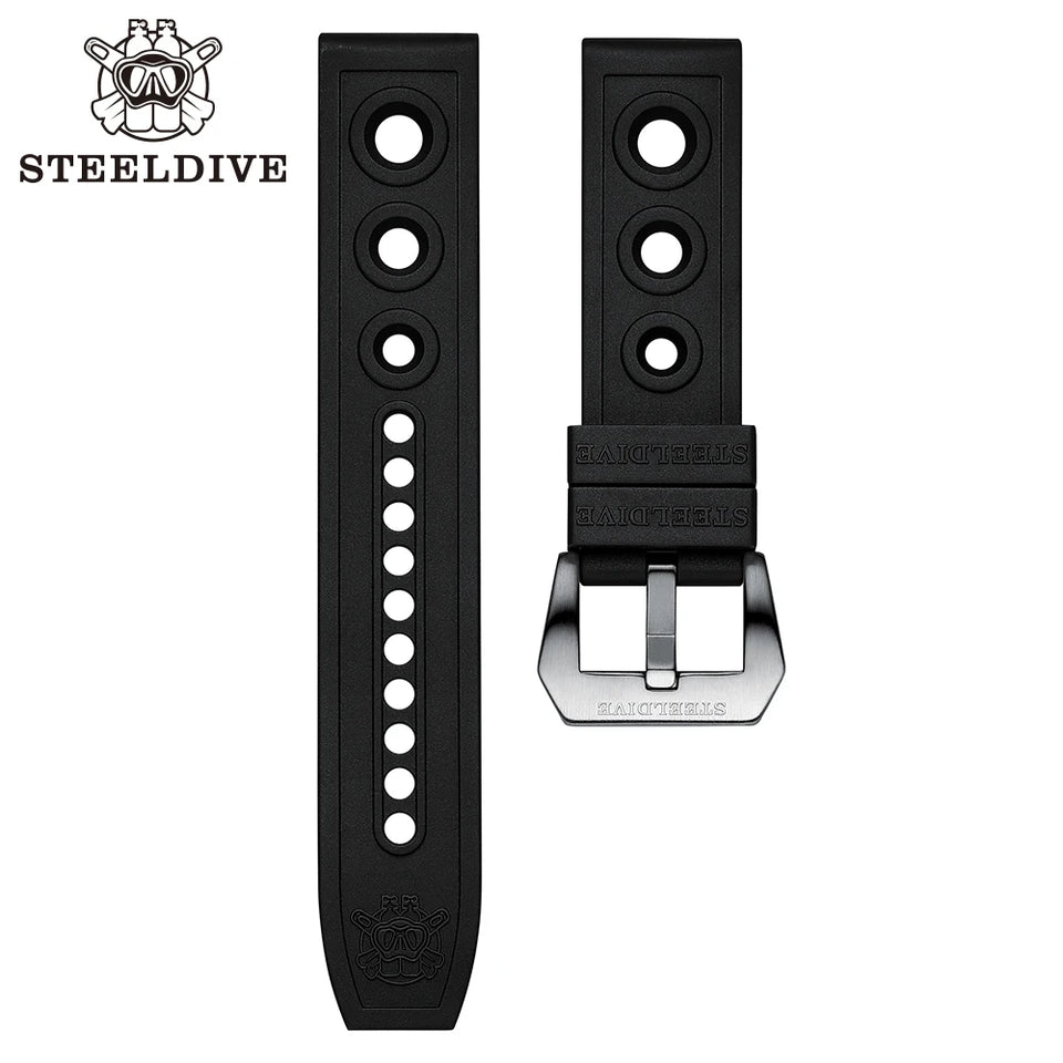 STEELDIVE Automatic Mechanical Strap Replacement Watch Bands Automatic Dive Watches Blue Rubber Strap 20/22mm