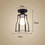 Vintage Ceiling Light Flush Mount Black Iron Lampshade Industrial E27 Pendant Light Grid Cage Bedroom Kitchen Living Room Coffee
