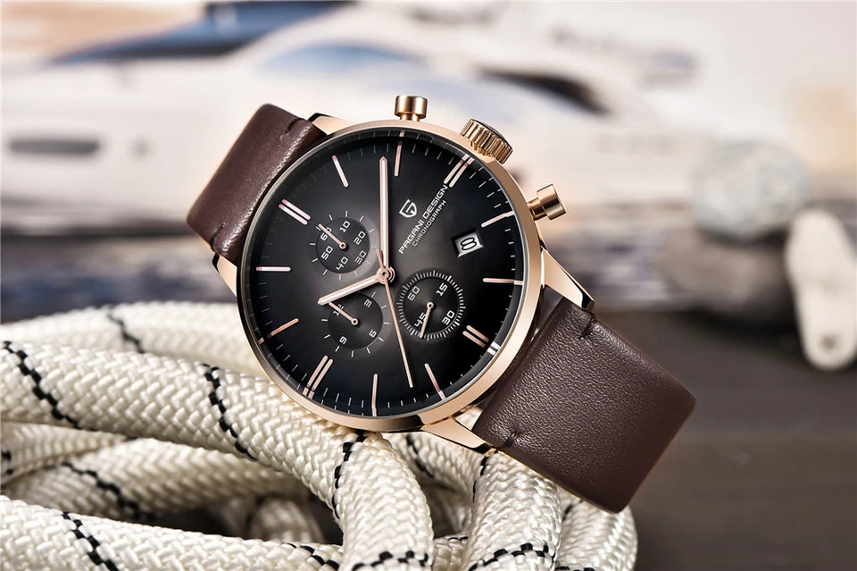 PAGANI DESIGN New Men Watches Multi time zone Quartz Business watch Auto Date Men Watches Japan Movt Watch Men Chronograph Gift