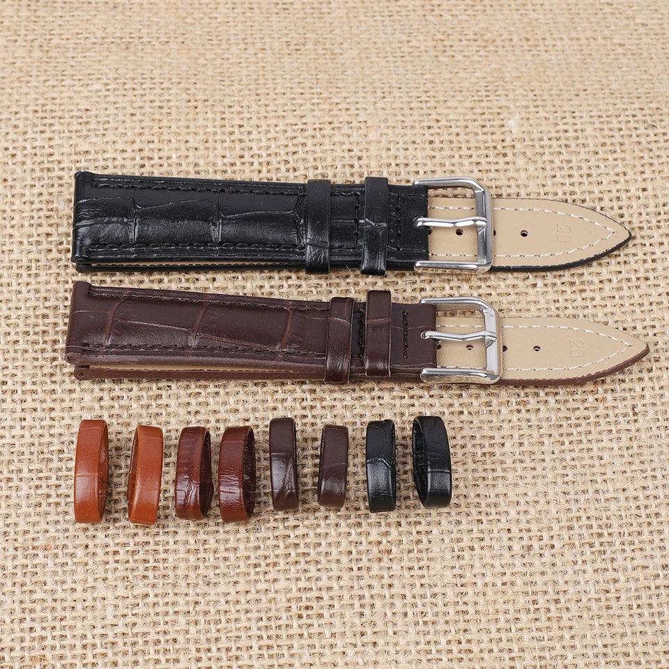 10pcs Genuine Leather Watchband Keeper Ring Hoop Loop Black Brown Coffee Watch Strap Holder Retainer Replacement
