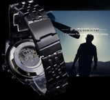 Jaragar 3 Dial Men's Automatic Watch Stainless Steel Mechanical Men's watches Date Week Display Luminous Wristwatch Blue Glass