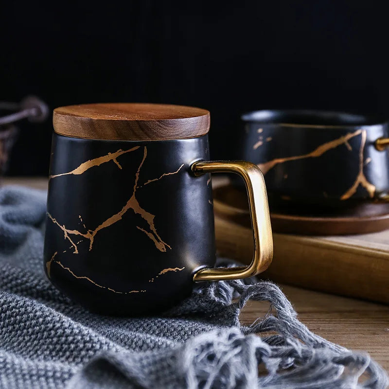 Coffee Mugs Marble Gold Inlay Mug Breakfast Mug Office Home Drinkware Milk  Cup Dropshipping