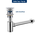 Bathroom Basin Bottle Trap Drain Modern Bathroom Sink P-Trap Set Pop Up Filter Chrome Basin Siphon Horse Accessory Renovation