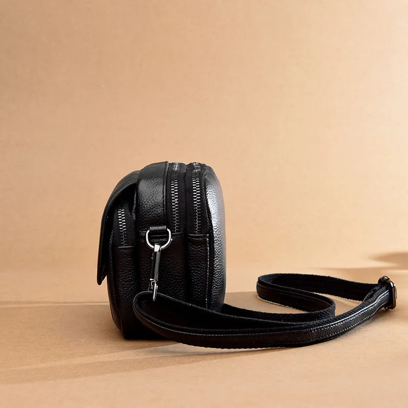 Genuine Leather Women's Casual Fashion Bag Women Messenger Bag Small Shoulder Bag Crossbody Bags for Real Cowhide Women Handbags