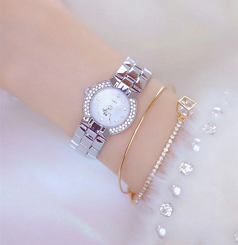 Women Luxury Brand Watch 2025 Dress Silver Gold Women Wrist Watch Quartz Diamond Ladies Watches Female Clock Bayan Kol Saati