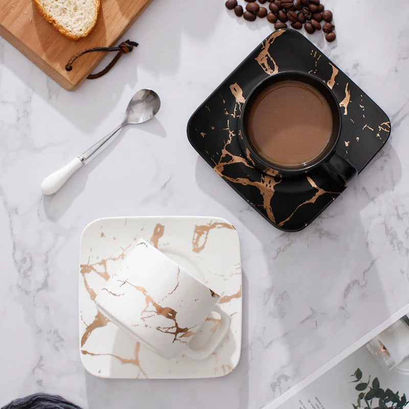 Coffee Mugs Marble Gold Inlay Mug Breakfast Mug Office Home Drinkware Milk  Cup Dropshipping