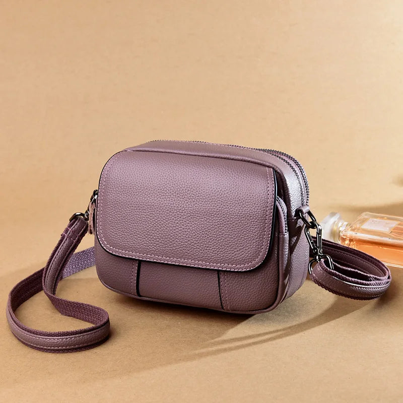 Genuine Leather Women's Casual Fashion Bag Women Messenger Bag Small Shoulder Bag Crossbody Bags for Real Cowhide Women Handbags