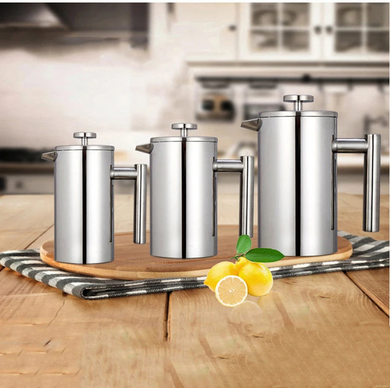 1.5L / 2L Coffee Maker French Press Stainless Steel Espresso Coffee Machine French Press Double-Wall Insulated Coffee Tea Maker