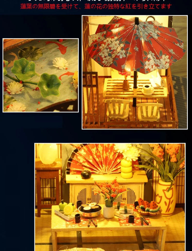Newest DIY Wooden Dollhouse Japanese Architecture Doll Houses Mininatures with Furniture Toys for Children Friend Birthday Gift