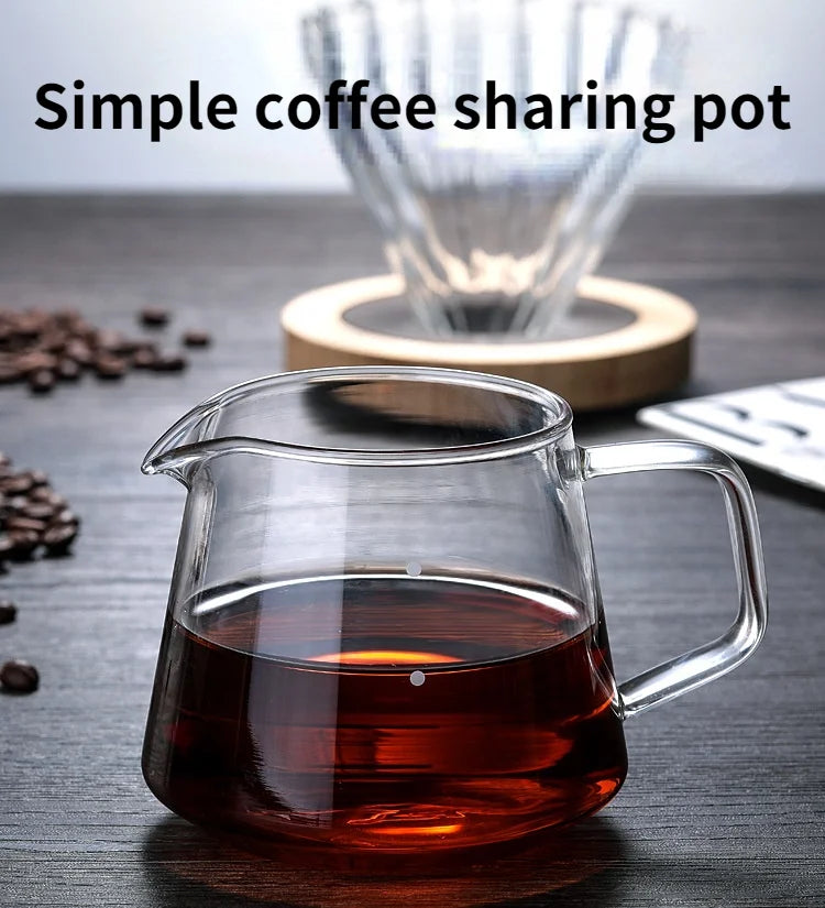 300ml/400ml/500ml/650 Coffee Pot High Temperature Resistant Glass Sharp-mouthed Hand Punch Sharing Pot Household Drip Coffee Pot