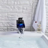 Black LED Bathroom Basin Faucet Temperature Induction Change Color Hot Cold Water Mixer Taps with Battery Box Deck Installation