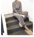 Women Winter Flannel Pajama Set Fleece Pajamas Sleepwear Homewear Thick Warm Velvet Female Suit Fall Sweatshirt Ladies Pyjama