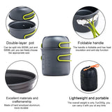 Widesea Ultralight Camping Cooking Utensils Outdoor Tableware Pot Set Hiking Picnic Travel Tourist Dishes Supplies Equipment