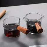 Wooden Handle Coffee Milk Cup 50-100ml Creative Italian Glass Coffee Measuring Cup