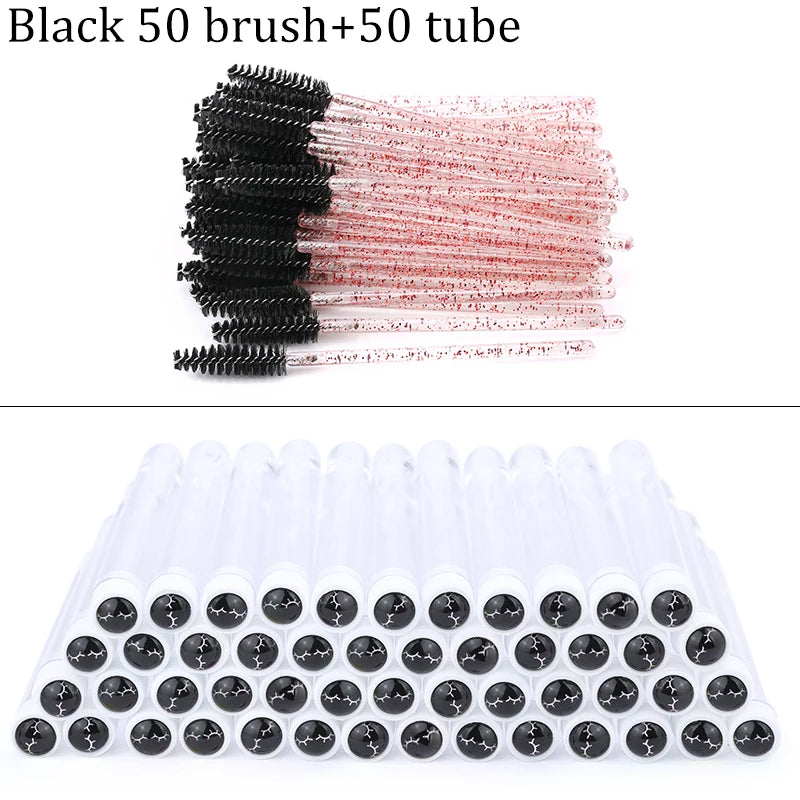 Reusable Eyebrow Brush Tube Disposable Eyelash Brushes Mix Eyebrow Brush with New Eelash Resin Drill Replaceable Makeup Brushes