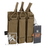 KRYDEX MP5 MP7 KRISS Triple Magazine Pouch Tactical Modular MOLLE Triple Open Top SMG Mag Pouch Carrier For Airsoft Hunting Gear