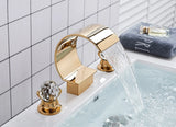Wanmivezlo Waterfall Bathroom Basin Faucet Deck Mounted Cold Hot Water Mixer Single Hole Water Tap 3 Holes Washing Tap