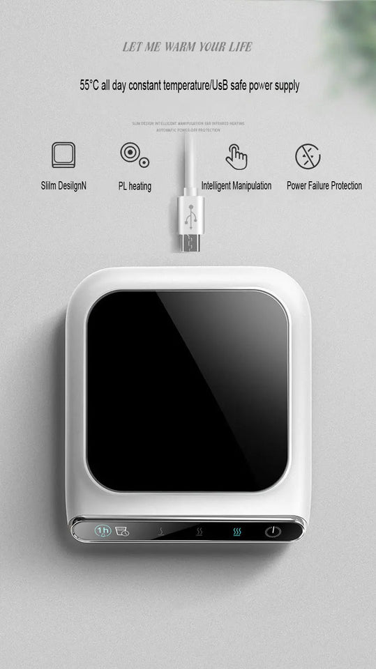USB Potable Coffee Mug Cup Warmer for Office Desk Use Home Office Smart Electric Beverage Warmer with 3 Temperature Settings