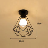 Vintage Ceiling Light Flush Mount Black Iron Lampshade Industrial E27 Pendant Light Grid Cage Bedroom Kitchen Living Room Coffee