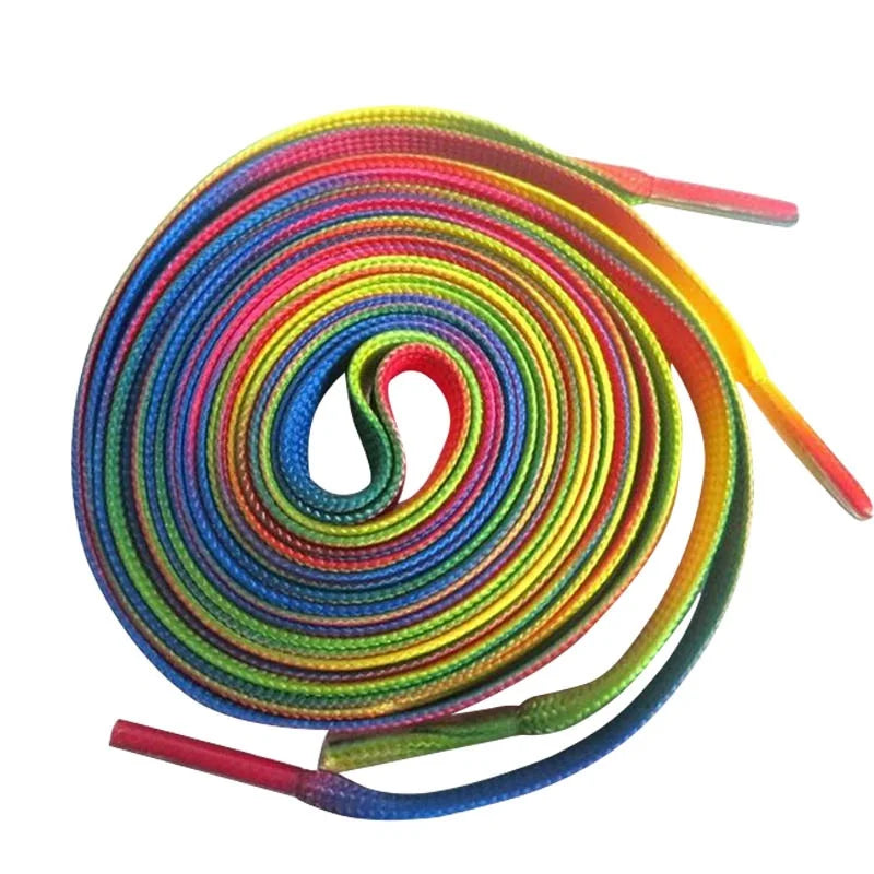 1Pair Colorful Flat Shoe laces Rainbow Gradient Shoelaces for High-top Canvas Sneaker Laces Shoes accessories Shoelace Strings