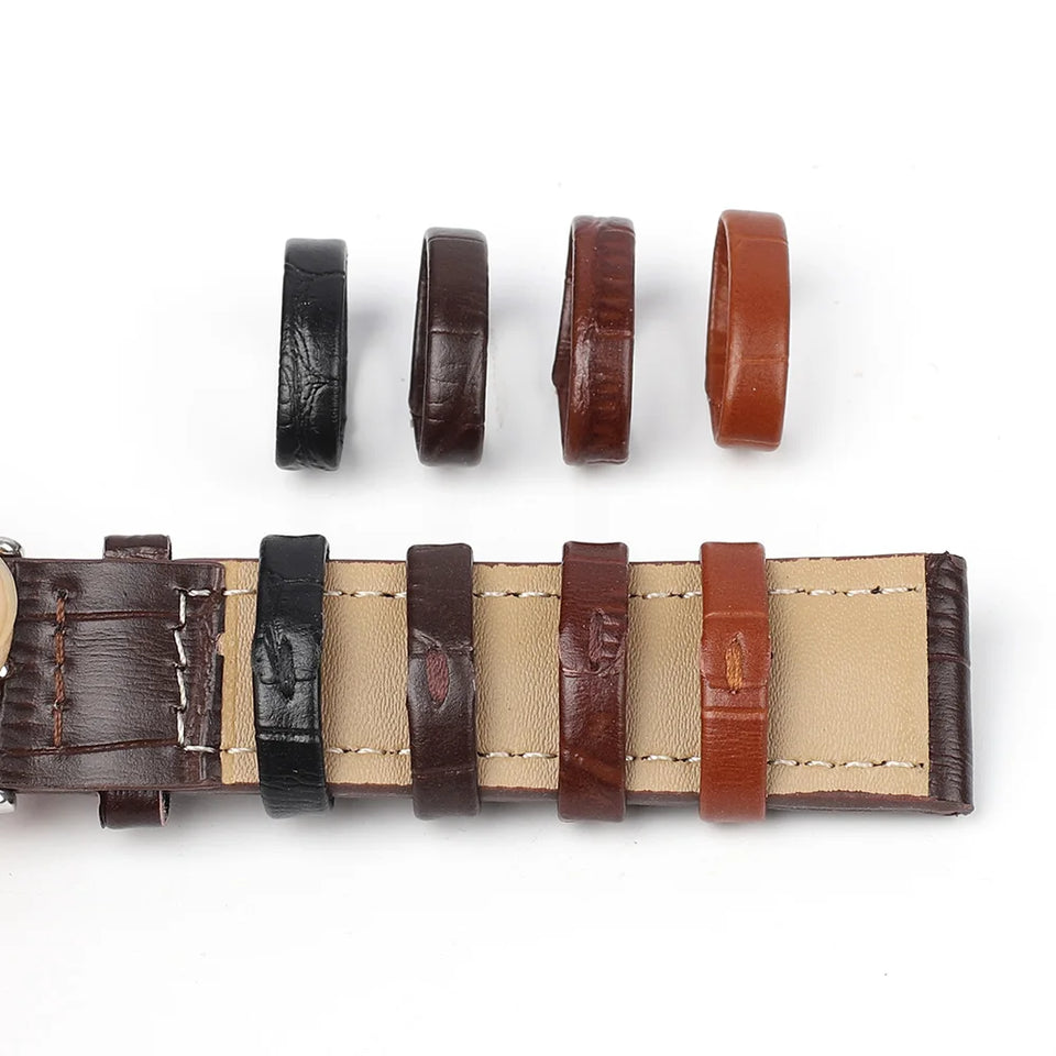 10pcs Genuine Leather Watchband Keeper Ring Hoop Loop Black Brown Coffee Watch Strap Holder Retainer Replacement