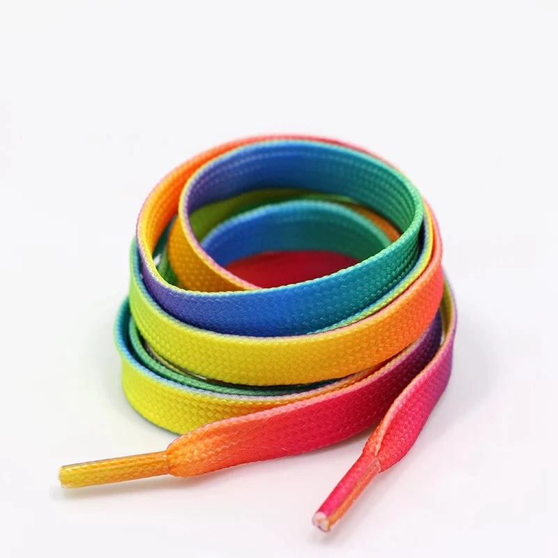 1Pair Colorful Flat Shoe laces Rainbow Gradient Shoelaces for High-top Canvas Sneaker Laces Shoes accessories Shoelace Strings