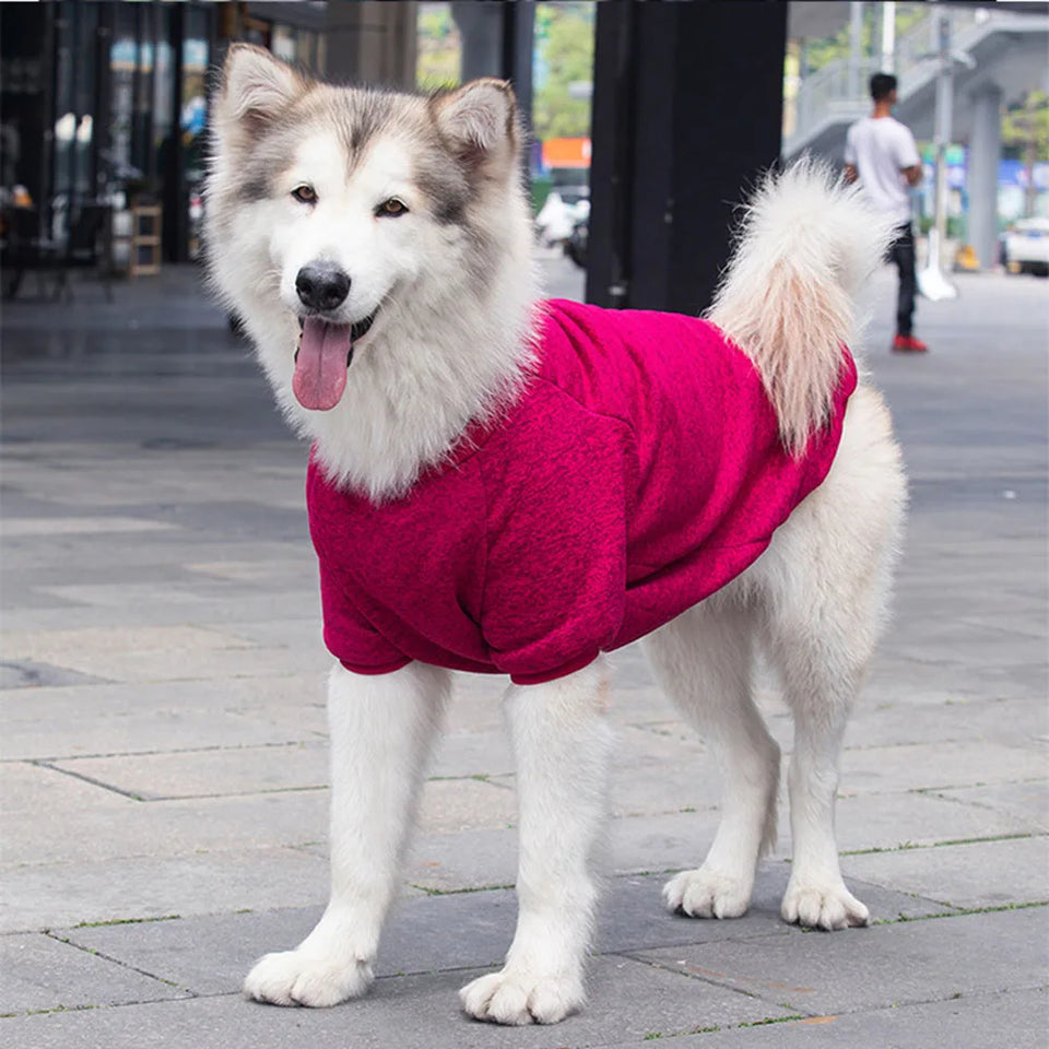 3XL-9XL Winter Warm Large Dog Clothes For Big Dogs Sweater Hoody Pet Wool Sweatshirt Coat For Labrador Samoyed Retriever Alaskan