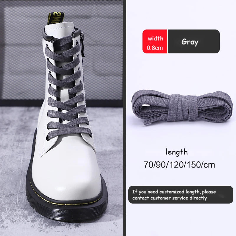 1Pair Waxed Cotton Shoelaces 8mm Width Flats Waterproof Shoe laces Unisex Boots Casual Sneakers Shoelace Leather Laces Shoes