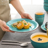 Vancasso Bella-T 16/32/48-Pieces Porcelain Dinnerware Set Vintage Ceramic Plate Set with Dinner Plate,Dessert Plate,Bowl,Mug Set
