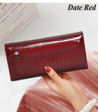 New Women Magnetic Hasp Wallet Genuine Leather Coin Purse Ladies Long Fashion Female Card Hold Money Bag AE501-1