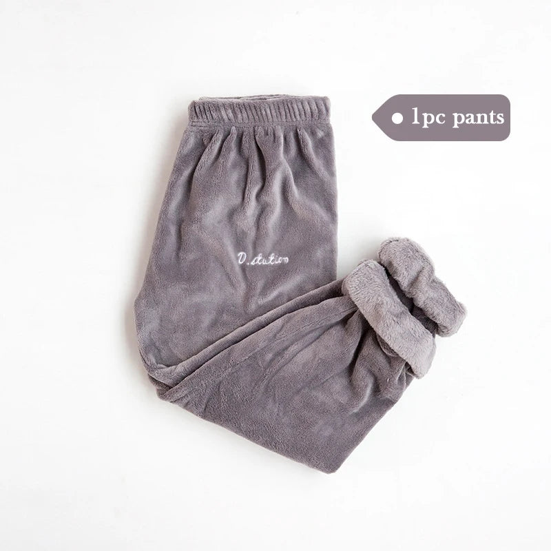 Women Winter Flannel Pajama Set Fleece Pajamas Sleepwear Homewear Thick Warm Velvet Female Suit Fall Sweatshirt Ladies Pyjama