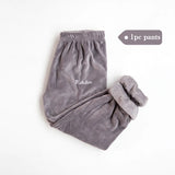 Women Winter Flannel Pajama Set Fleece Pajamas Sleepwear Homewear Thick Warm Velvet Female Suit Fall Sweatshirt Ladies Pyjama