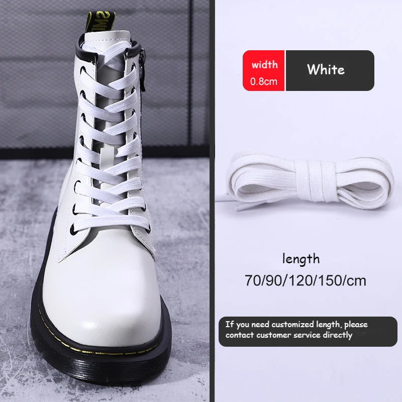 1Pair Waxed Cotton Shoelaces 8mm Width Flats Waterproof Shoe laces Unisex Boots Casual Sneakers Shoelace Leather Laces Shoes