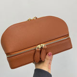 Personalized Cosmetic Bag Pu Leather Women Travel Makeup Bag with Jewelry Organizer Case 2 in 1 Ladies Travel Clutch Pouch