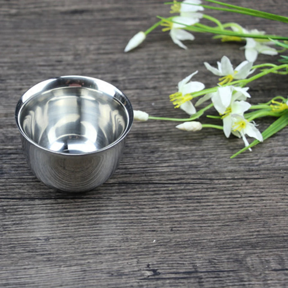 Mini Stainless Steel Double Wall Coffee Cup  Resistant Tea Cups 50ml